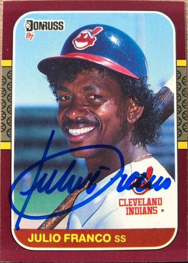 Julio Franco Signed 1987 Donruss Opening Day Baseball Card - Cleveland Indians - PastPros