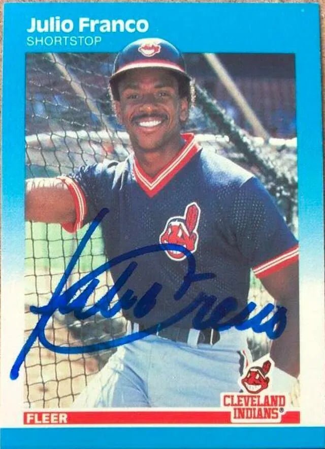 Julio Franco Signed 1987 Fleer Baseball Card - Cleveland Indians