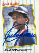 Julio Franco Signed 1987 Fleer League Leaders Baseball Card - Cleveland Indians - PastPros