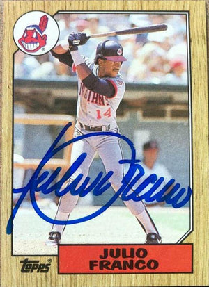 Julio Franco Signed 1987 Topps Baseball Card - Cleveland Indians - PastPros