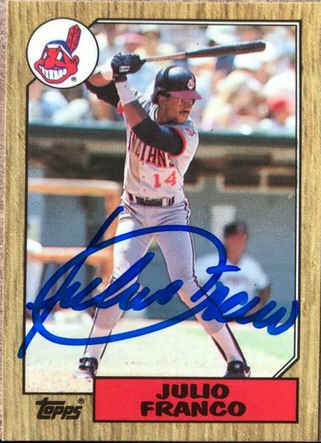 Julio Franco Signed 1987 Topps Tiffany Baseball Card - Cleveland Indians - PastPros