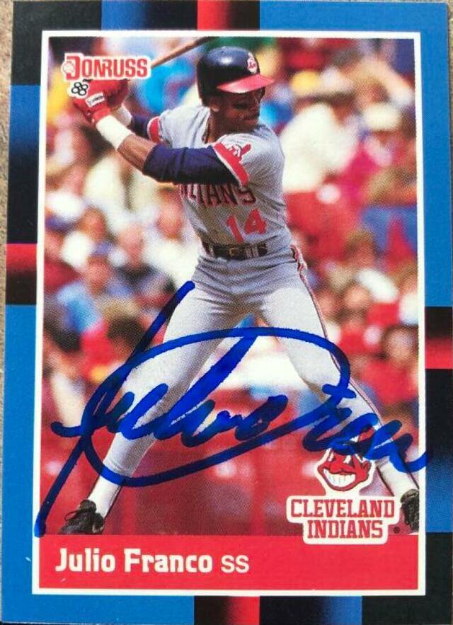 Julio Franco Signed 1988 Donruss Baseball Card - Cleveland Indians - PastPros
