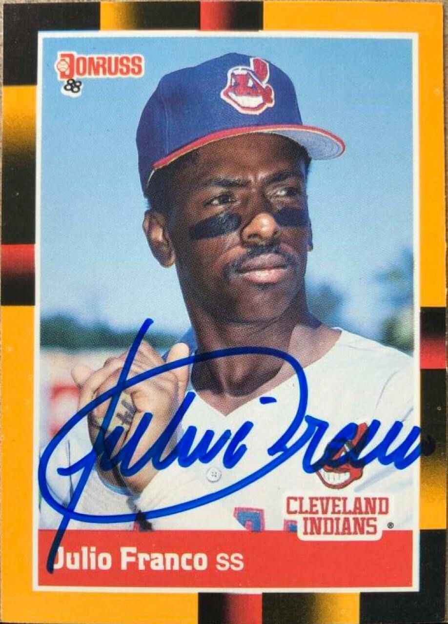 Julio Franco Signed 1988 Donruss Baseball's Best Baseball Card - Cleveland Indians - PastPros