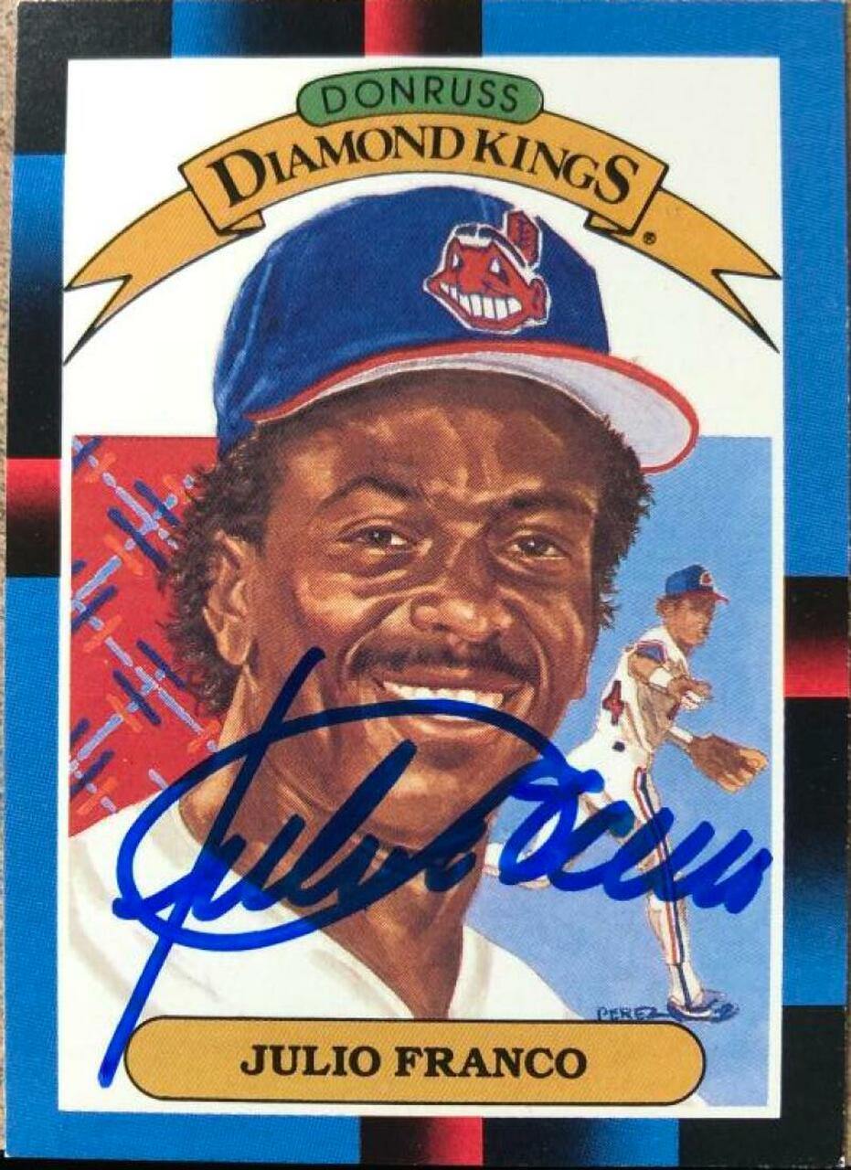 Julio Franco Signed 1988 Donruss Diamond Kings Baseball Card - Cleveland Indians - PastPros