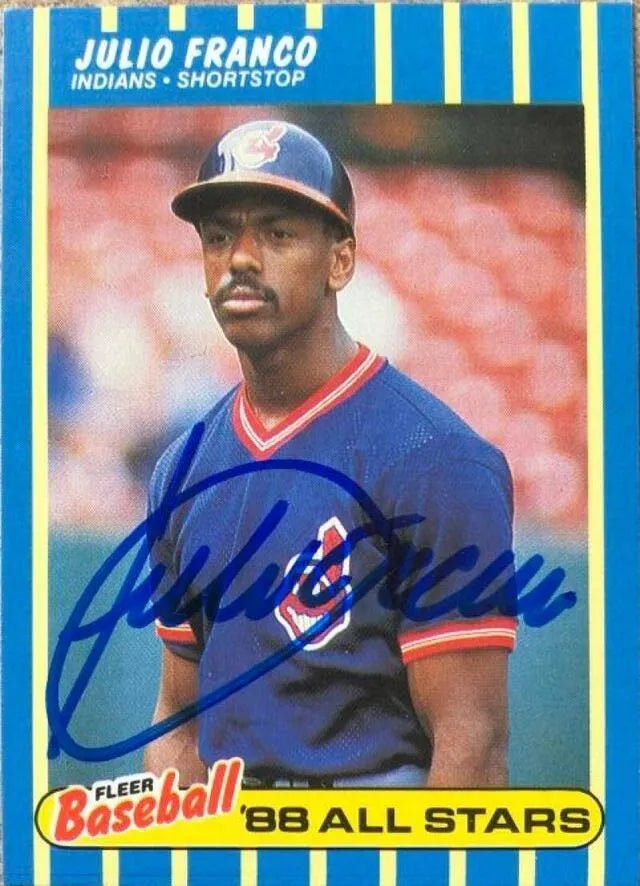 Julio Franco Signed 1988 Fleer All-Stars Baseball Card - Cleveland Indians