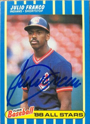 Julio Franco Signed 1988 Fleer All-Stars Baseball Card - Cleveland Indians