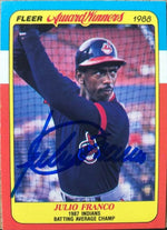 Julio Franco Signed 1988 Fleer Award Winners Baseball Card - Cleveland Indians