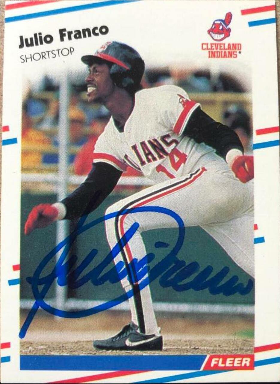 Julio Franco Signed 1988 Fleer Baseball Card - Cleveland Indians - PastPros