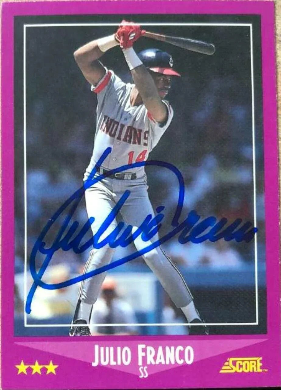 Julio Franco Signed 1988 Score Baseball Card - Cleveland Indians