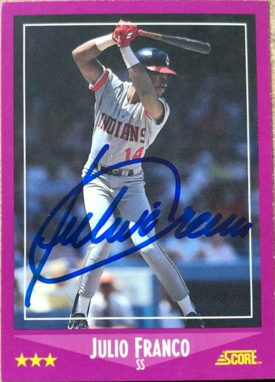 Julio Franco Signed 1988 Score Baseball Card - Cleveland Indians - PastPros