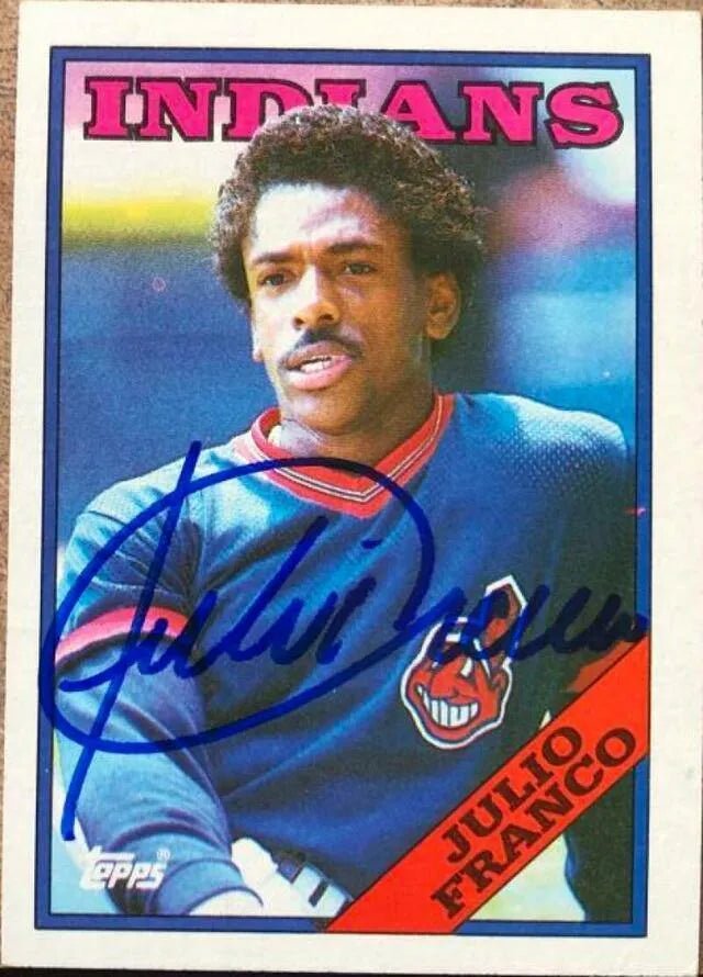 Julio Franco Signed 1988 Topps Baseball Card - Cleveland Indians