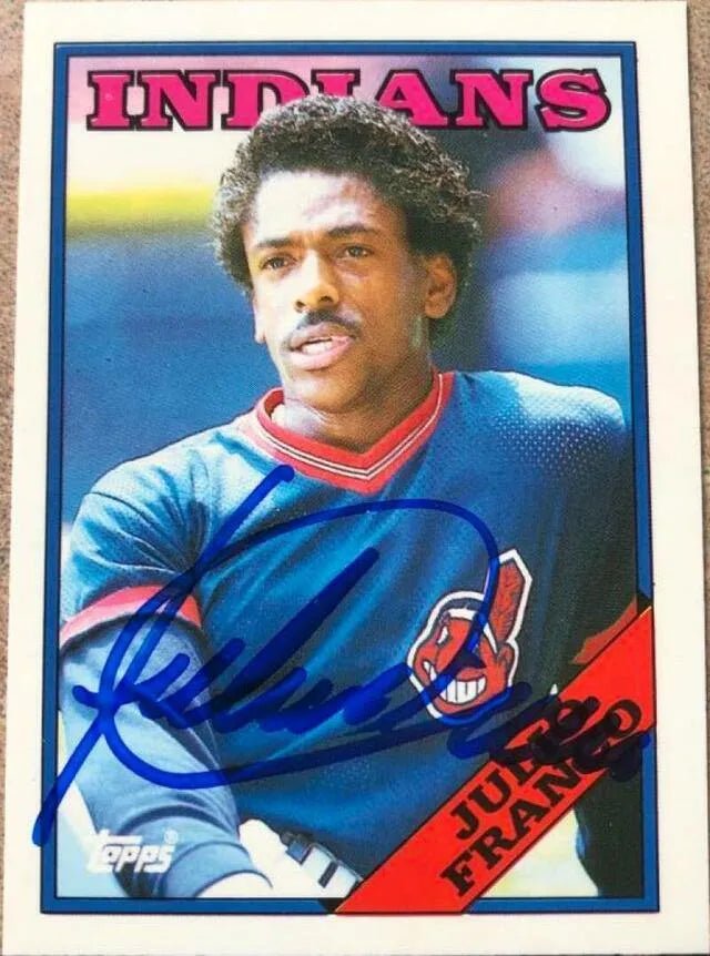 Julio Franco Signed 1988 Topps Tiffany Baseball Card - Cleveland Indians