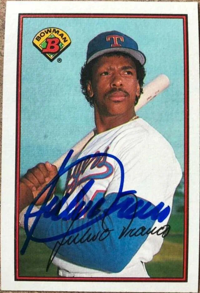 Julio Franco Signed 1989 Bowman Baseball Card - Texas Rangers