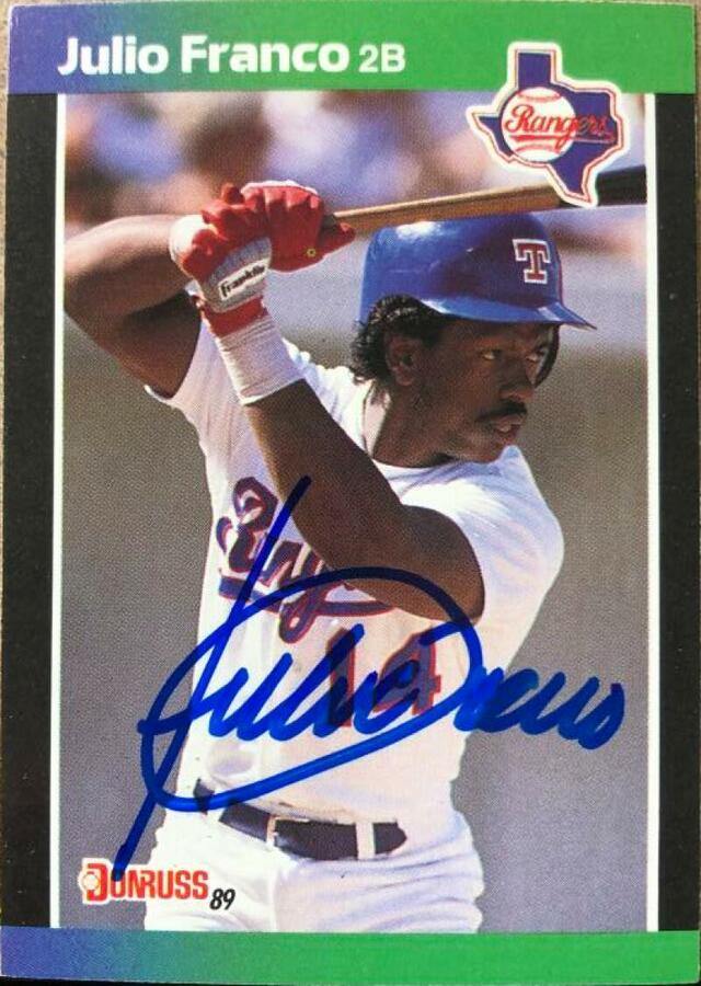 Julio Franco Signed 1989 Donruss Baseball Card - Texas Rangers - PastPros