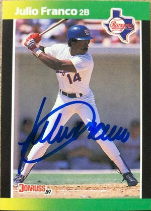 Julio Franco Signed 1989 Donruss Baseball's Best Card - Texas Rangers
