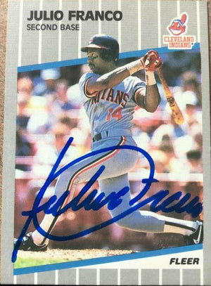 Julio Franco Signed 1989 Fleer Baseball Card - Cleveland Indians - PastPros