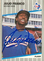 Julio Franco Signed 1989 Fleer Baseball Card - Texas Rangers