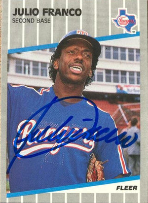Julio Franco Signed 1989 Fleer Baseball Card - Texas Rangers - PastPros