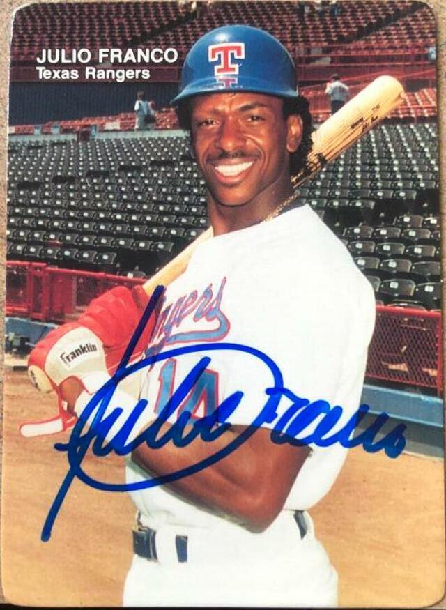 Julio Franco Signed 1989 Mother's Cookies Baseball Card - Texas Rangers - PastPros