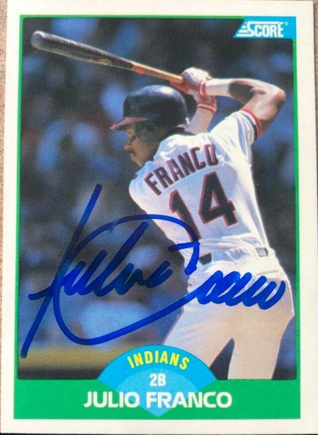 Julio Franco Signed 1989 Score Baseball Card - Cleveland Indians - PastPros