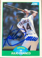Julio Franco Signed 1989 Score Baseball Card - Cleveland Indians - PastPros