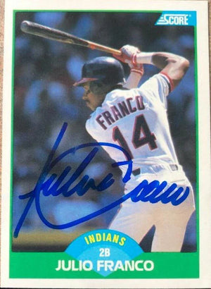 Julio Franco Signed 1989 Score Baseball Card - Cleveland Indians - PastPros