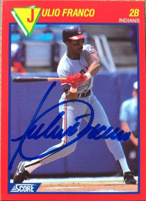 Julio Franco Signed 1989 Score's Hottest Players Baseball Card - Cleveland Indians