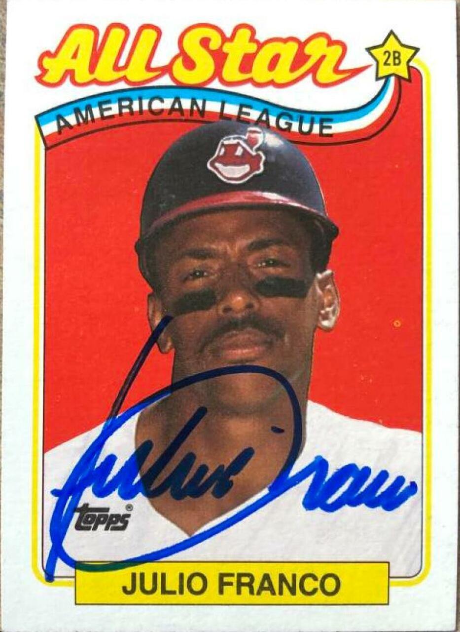 Julio Franco Signed 1989 Topps A/S Baseball Card - Cleveland Indians - PastPros