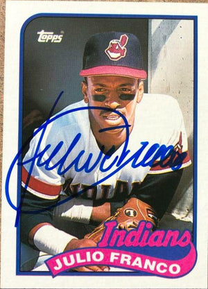 Julio Franco Signed 1989 Topps Baseball Card - Cleveland Indians - PastPros