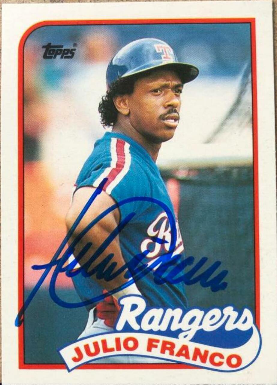 Julio Franco Signed 1989 Topps Traded Baseball Card - Texas Rangers - PastPros