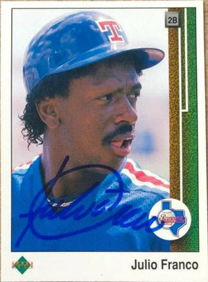 Julio Franco Signed 1989 Upper Deck Baseball Card - Texas Rangers
