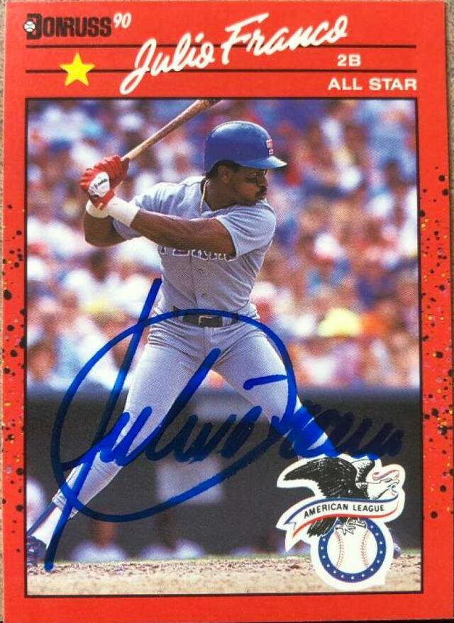 Julio Franco Signed 1990 Donruss A/S Baseball Card - Texas Rangers - PastPros