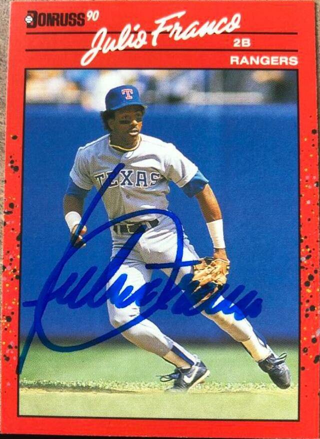 Julio Franco Signed 1990 Donruss Baseball Card - Texas Rangers - PastPros