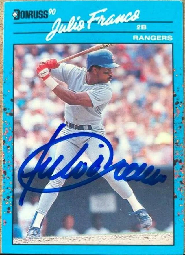 Julio Franco Signed 1990 Donruss Baseball's Best Baseball Card - Texas Rangers