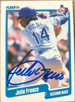 Julio Franco Signed 1990 Fleer Baseball Card - Texas Rangers - PastPros