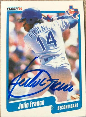 Julio Franco Signed 1990 Fleer Baseball Card - Texas Rangers - PastPros