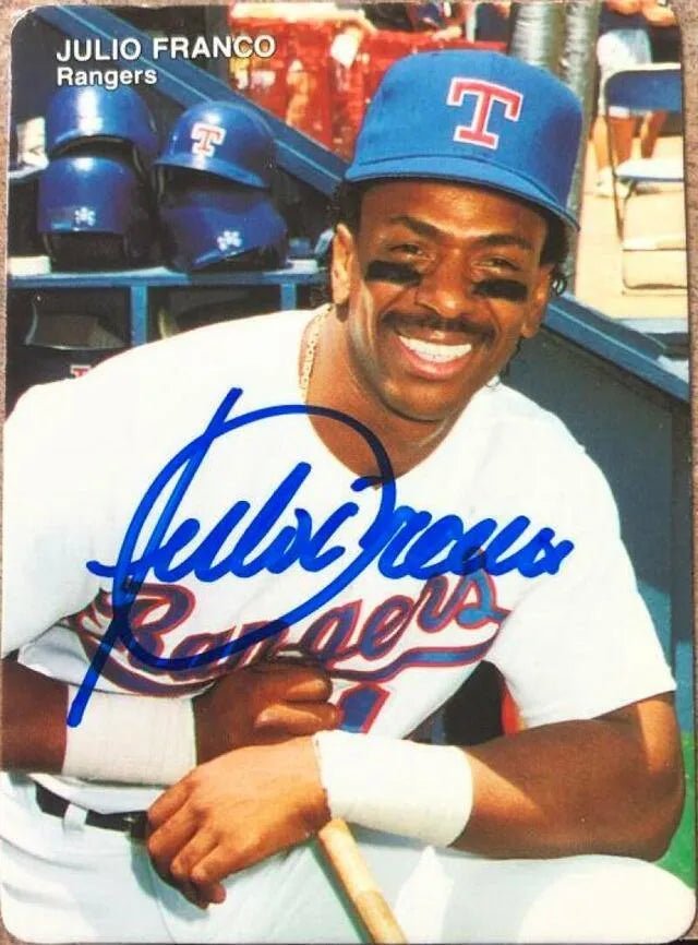 Julio Franco Signed 1990 Mother's Cookies Baseball Card - Texas Rangers