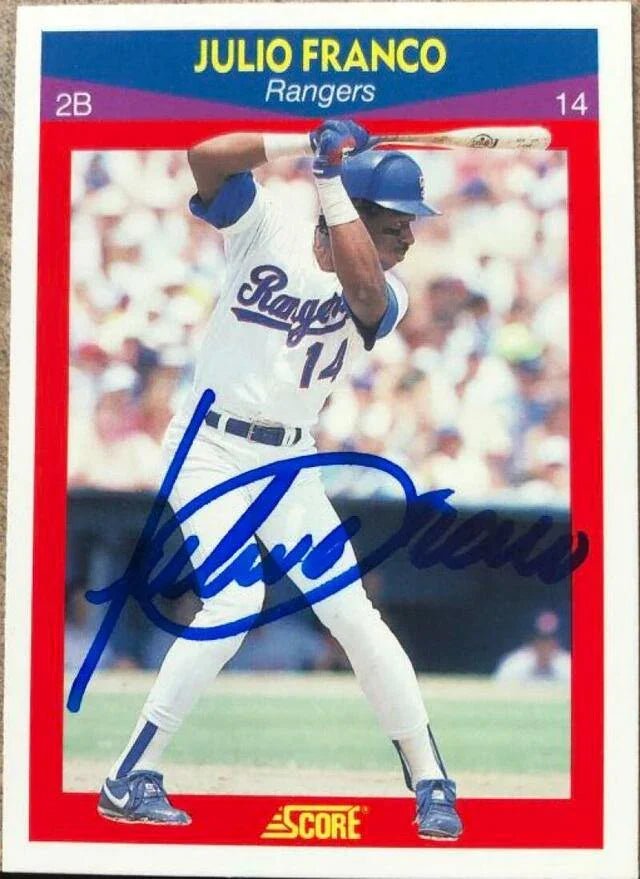 Julio Franco Signed 1990 Score 100 Superstars Baseball Card - Texas Rangers