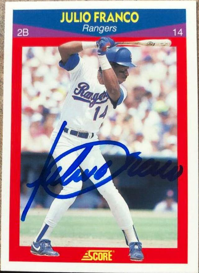 Julio Franco Signed 1990 Score 100 Superstars Baseball Card - Texas Rangers - PastPros