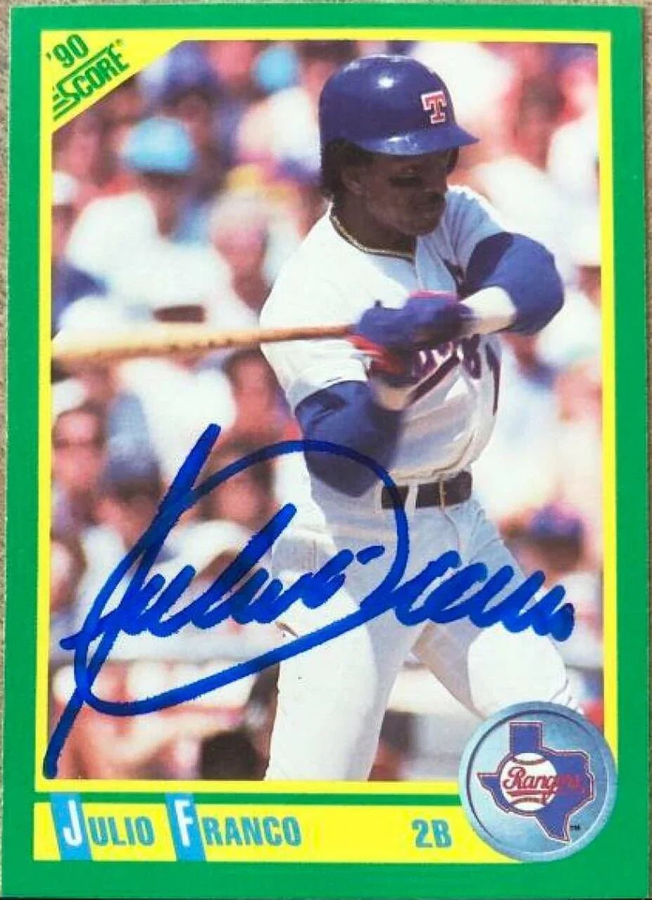 Julio Franco Signed 1990 Score Baseball Card - Texas Rangers