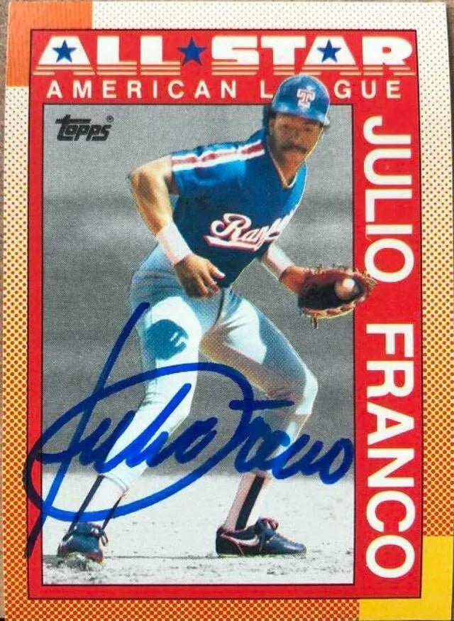 Julio Franco Signed 1990 Topps A/S Baseball Card - Texas Rangers