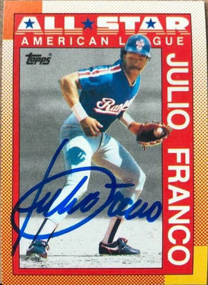 Julio Franco Signed 1990 Topps A/S Baseball Card - Texas Rangers