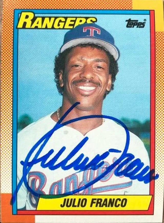 Julio Franco Signed 1990 Topps Baseball Card - Texas Rangers