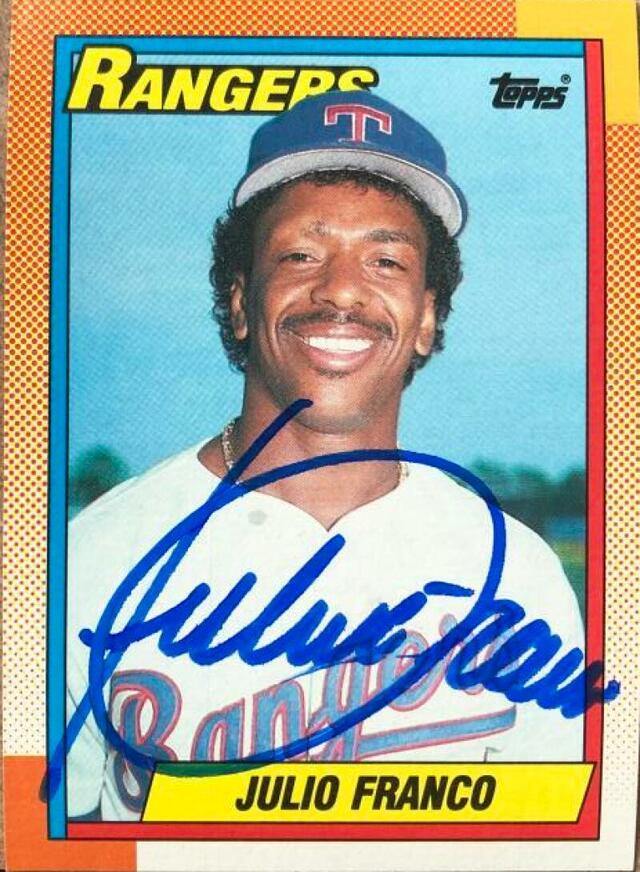 Julio Franco Signed 1990 Topps Baseball Card - Texas Rangers - PastPros