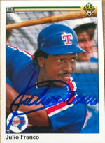 Julio Franco Signed 1990 Upper Deck Baseball Card - Texas Rangers