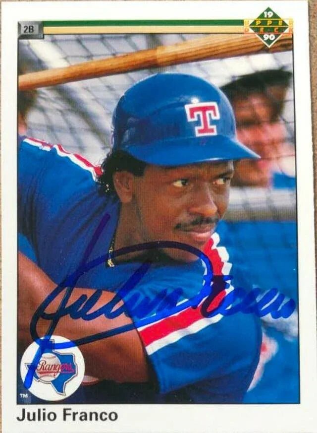 Julio Franco Signed 1990 Upper Deck Baseball Card - Texas Rangers