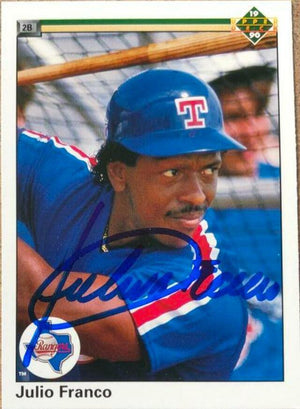 Julio Franco Signed 1990 Upper Deck Baseball Card - Texas Rangers - PastPros