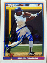 Julio Franco Signed 1991 Bowman Baseball Card - Texas Rangers