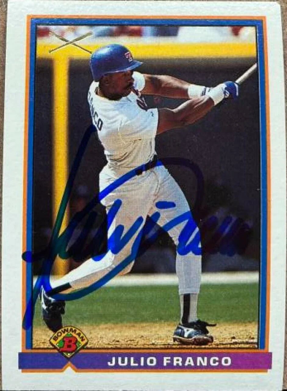 Julio Franco Signed 1991 Bowman Baseball Card - Texas Rangers