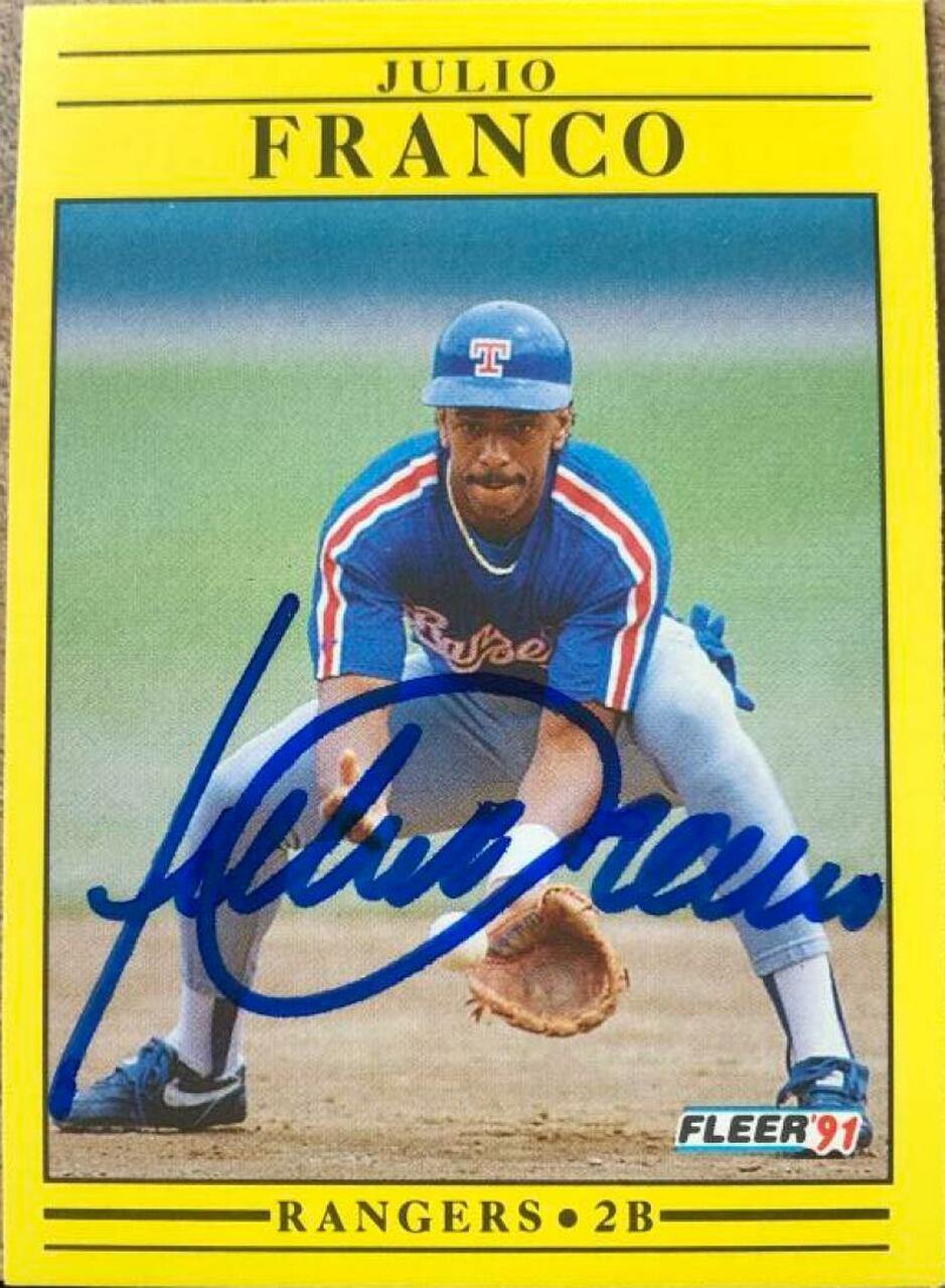 Julio Franco Signed 1991 Fleer Baseball Card - Texas Rangers - PastPros